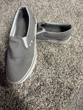 Vans Slip-On Sneakers in Gray with White Trim